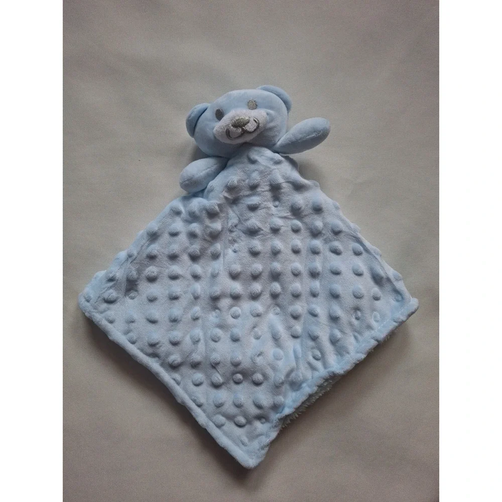 Crevent Blue Bear Lovey Plush Security Blanket Minky Dot Sherpa‎